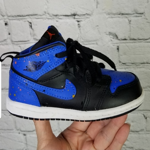 Nike Other - Jordan 1 Mid Hyper Paint Splatter 7C Toddler Blue Black